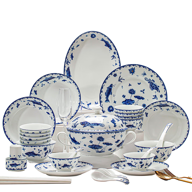 Mornenjoy Jingdezhen High-White Porcelain Bowl and Plate Dinnerware Set 2026 New Stylish Home Dining Set Housewarming Gift