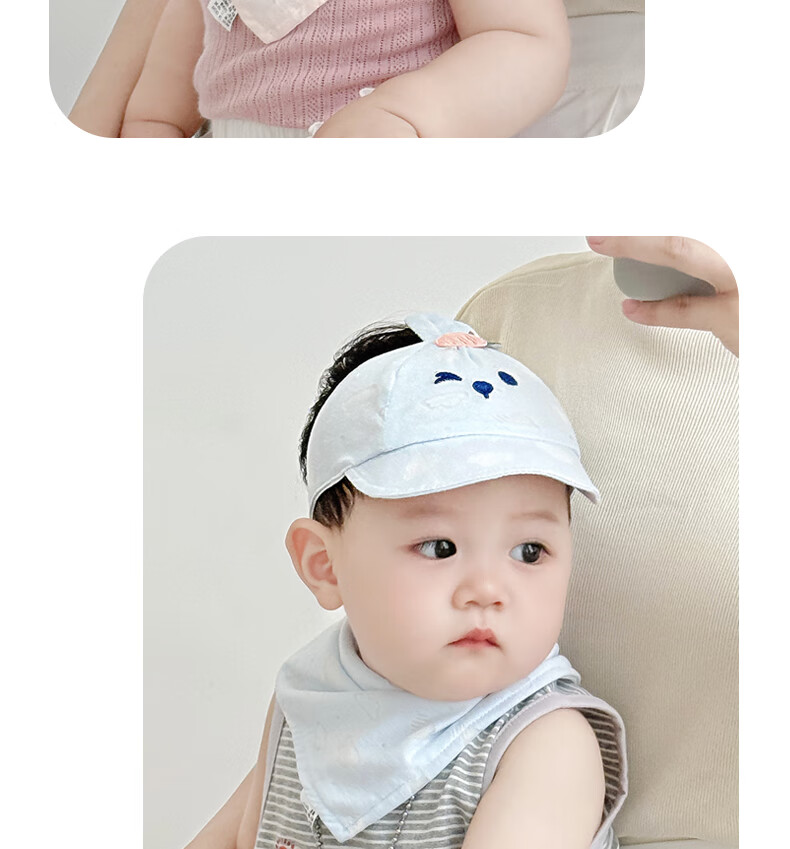 Benaxi Baby Summer Thin Hat Breathable Infant Boys Girls Soft Cotton Cap Newborn Fontanelle Protection Hat Open Top 19