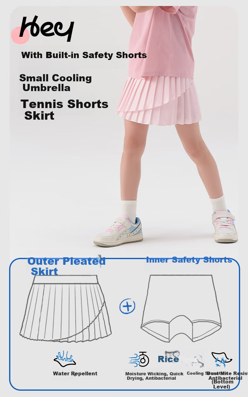 HeyBetter Children's Tennis Skirt, Swan White (White), Size 170 2