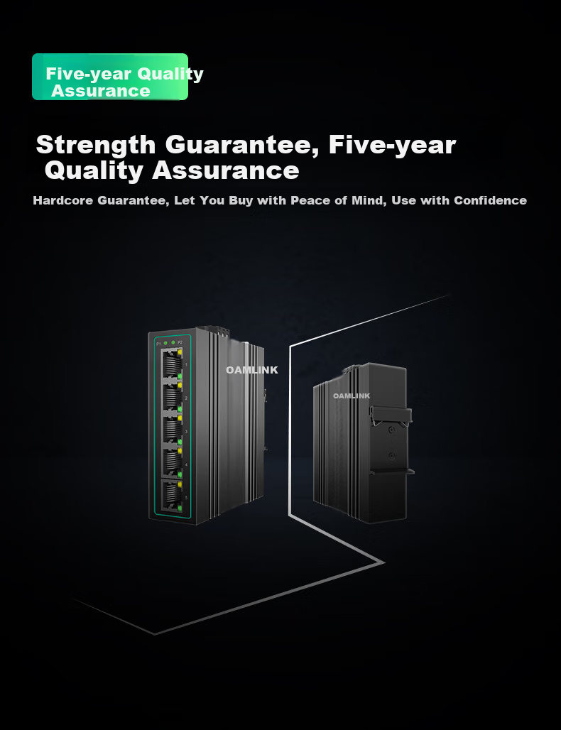 OAMLink Industrial Switch, 100Mbps, 5-Port Mini Version, Unmanaged, DIN Rail Mount, OAM-6000 9