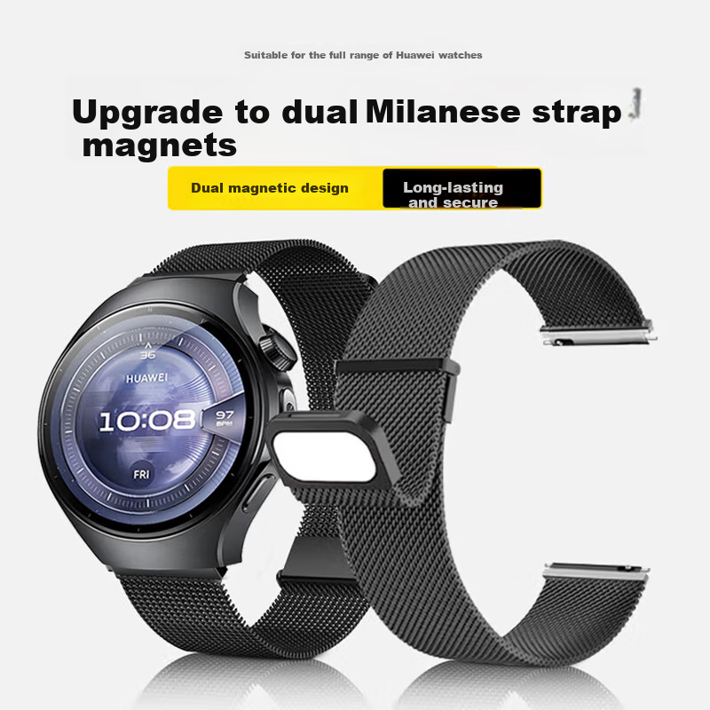 Ремешок KOVOL для Huawei Watch GT6/GT5/GT4/GT3/GT2, 46 мм, миланская петля, металлический, черный
