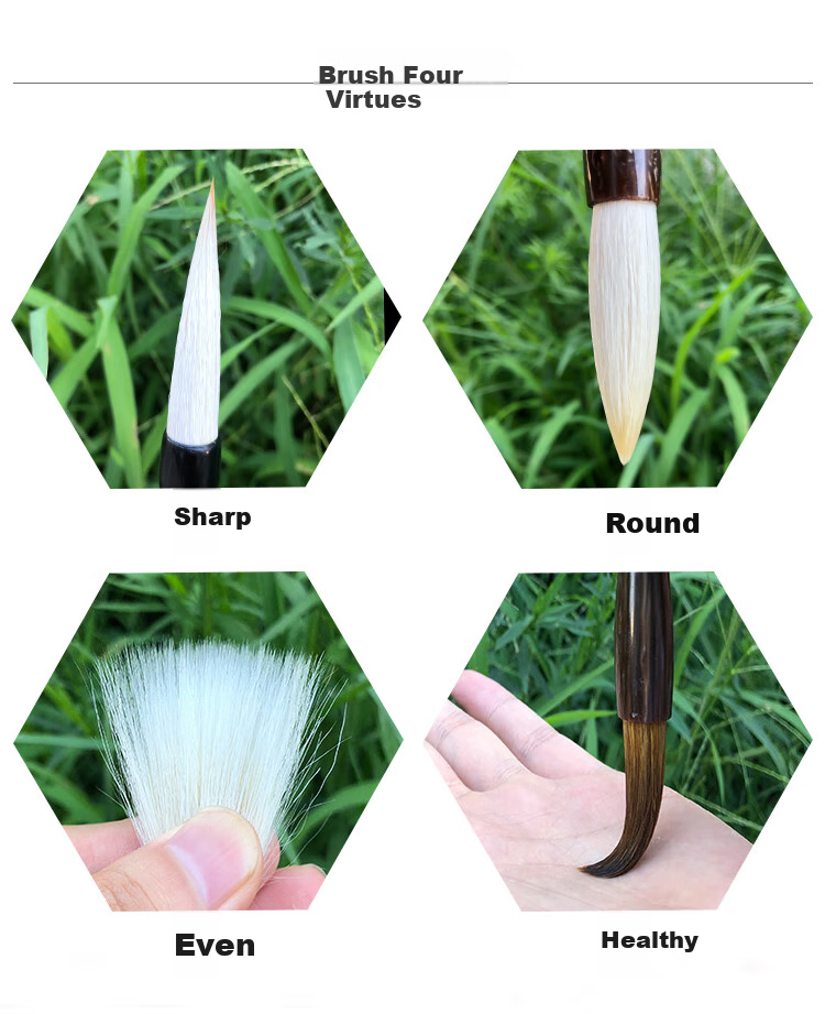 Fenshang Calligraphy Set with Four Treasures of The Study: Mixed, Sheep And Wolf Hair Brushes in Large, Medium And Small Sizes (Set of 3) Recommended for Students, Beginners, Calligraphy Classes, Calligraphy Enthusiasts And Training Programs Gift 6