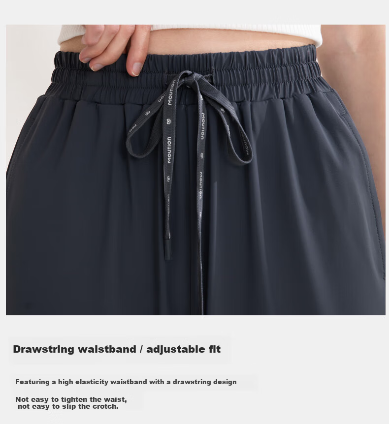 Moxun Ice Silk Sun Protection Pants for Women, Summer Cool Feeling Sports Outdoor Casual Wide-Leg Straight Trousers, Side Slit Style S 6