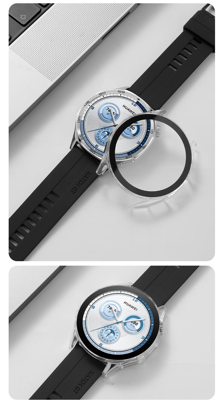 Iboann Huawei Watch 4 Pro Protective Case Hard Shell Full Coverage Men's Waterproof Shockproof Transparent Accessory 3