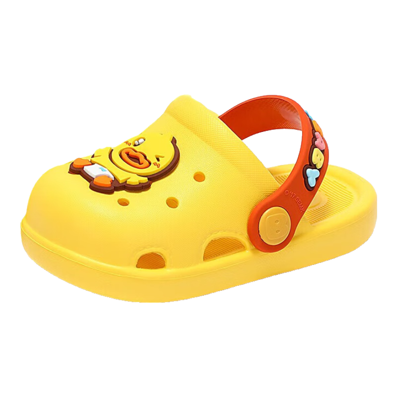 B.Duck Children's Slippers, Boys' Breathable Crocs, Girls' Cartoon Home Shoes, 0955 Yellow, Size 32