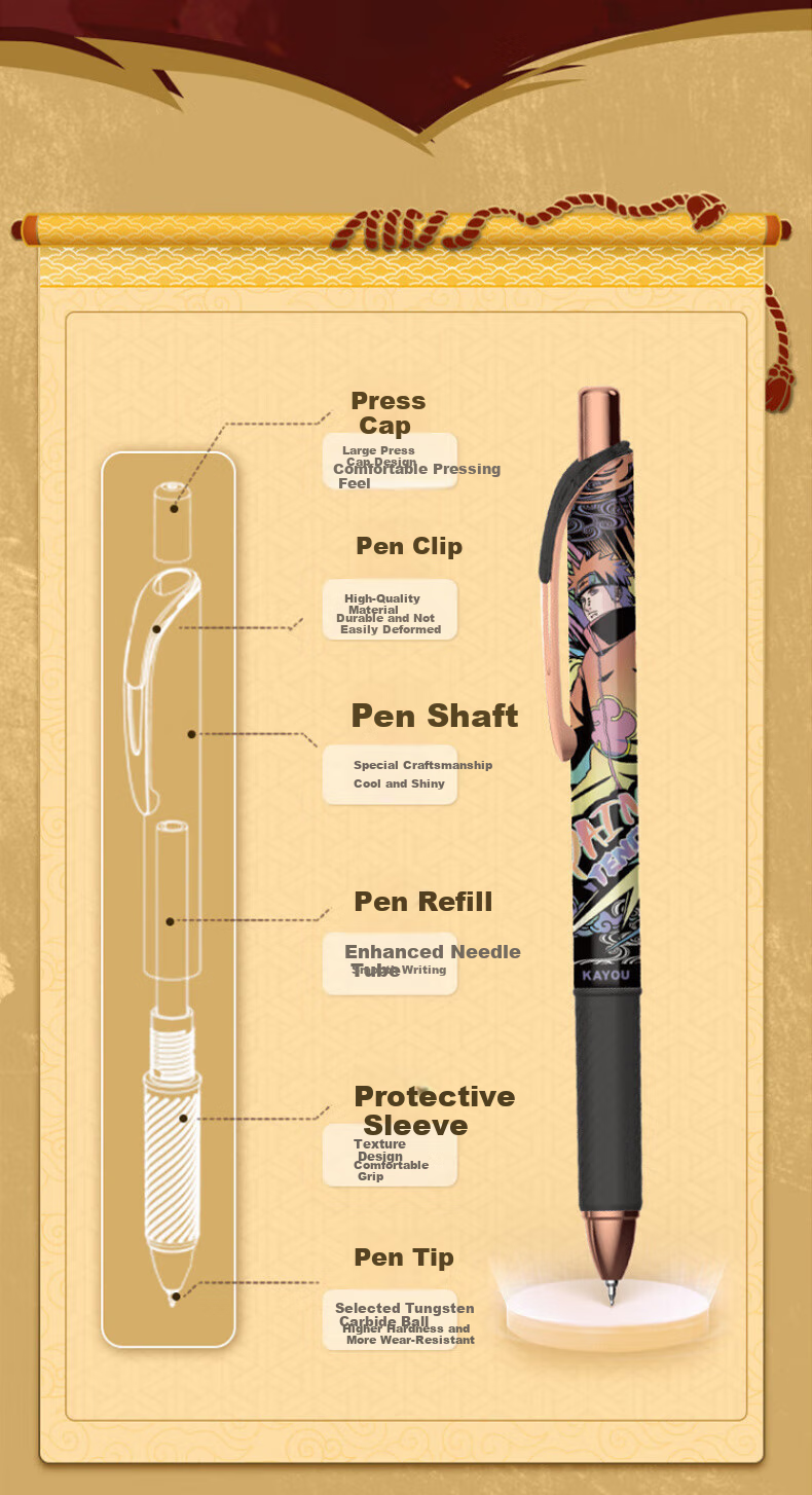 Kayou Naruto Gel Pen Blind Box Pen Full Case Push-Button Automatic Pen for Boys And Girls, Christmas Gift 19