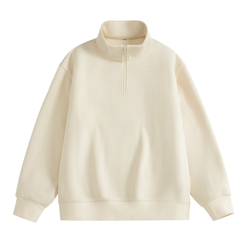 JEEP Men's Heavyweight Pullover Hoodie Spring Autumn Stand Collar Half-Zip Breathable Skin-Friendly Cotton Navy XL