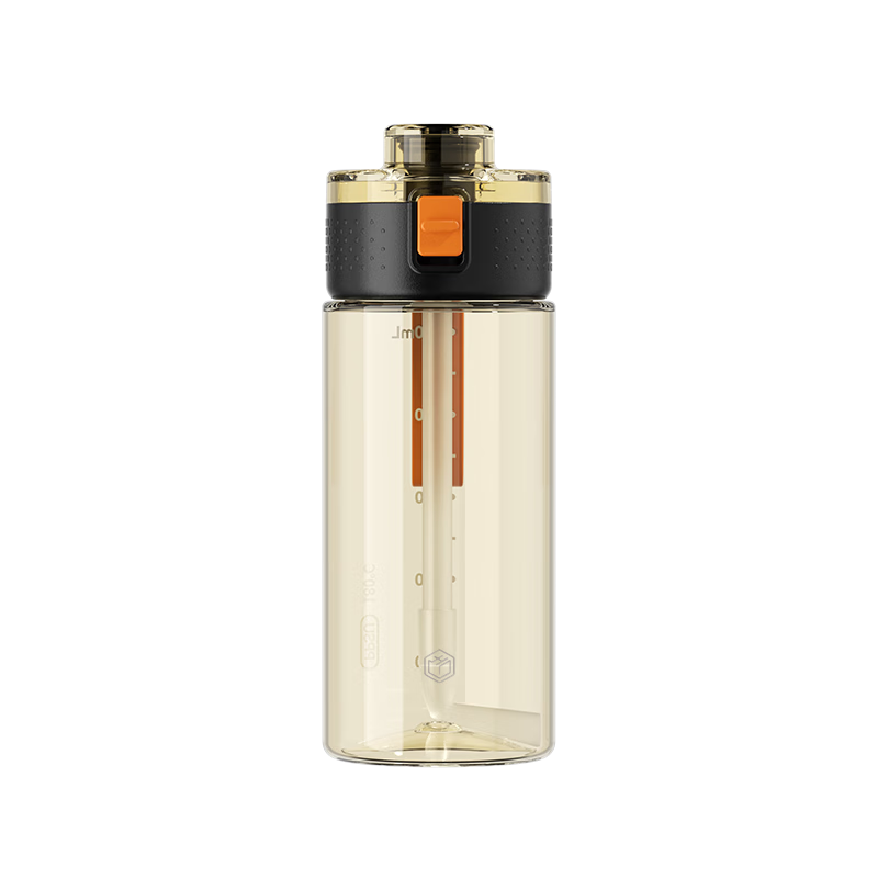 JD Original Water Bottle, Large Capacity Sports Cup for Children with Straw, Student Cup [PPSU Golden Resin] Black Orange 550mL