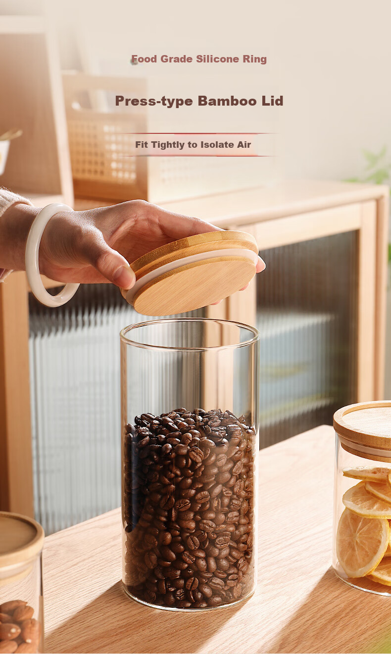 CRISTALGLASS Airtight Glass Jar, Food-Grade Storage Container for Tea Leaves, Coffee Beans, Ground Coffee, Tangerine Peel, Grains And Seeds, 1200ml 4