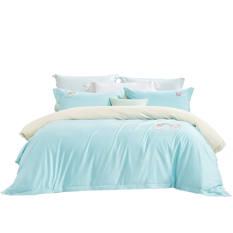 Fuannaertong Class A Pure Cotton Four-Piece Set, Cartoon Embroidery, All-Cotton Bed Sheet And Duvet Cover, Bedding, for 1.5-Meter Bed
