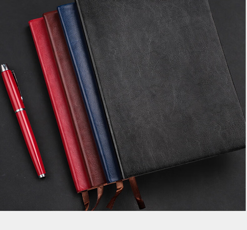 Xuchen Stationery Soft Leather B5 Black Cover Notebook 100 Sheets 200 Pages Memo Book Business Office Meeting Record Book Student Exam Writing Notebook Customizable Logo 6