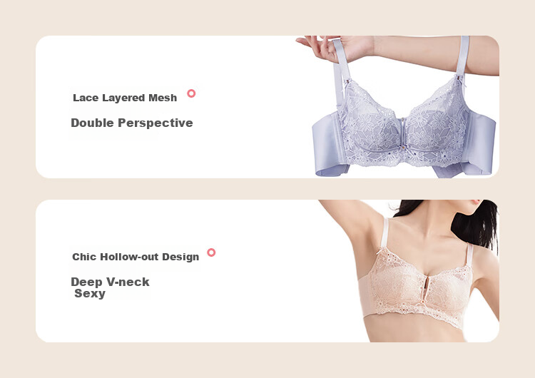 Dushiliren Women's Wireless Thin Bra, Push-Up, Lift, Side Support, Sexy Lace, Gathered Brassiere 2BT203 4