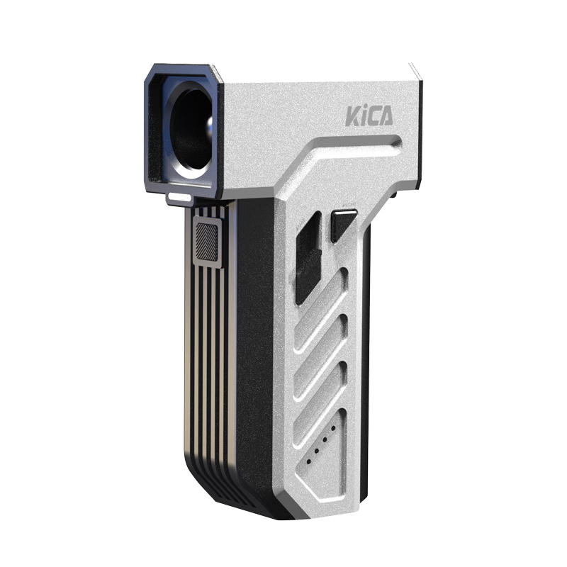 KICA Handheld Fan Turbo Hurricane Edition High-Speed USB Mini Rechargeable Powerful Outdoor Small High Wind Fan with LED Light Silver Gray