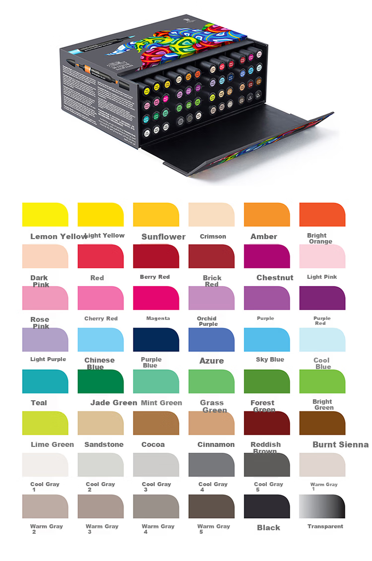WINSOR&NEWTON [Freud Brand] Alcohol-Based Dual-Tip Marker Set with Soft Tips And Classic Set of 12 Colors Watercolor Pens 10