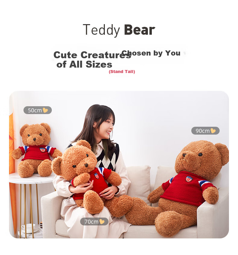 HAI HUI HOME Blue British Style Teddy Bear Plush Hugging Bear Doll Toy for Holidays, Birthdays, Valentine's Day Gift 50cm 2