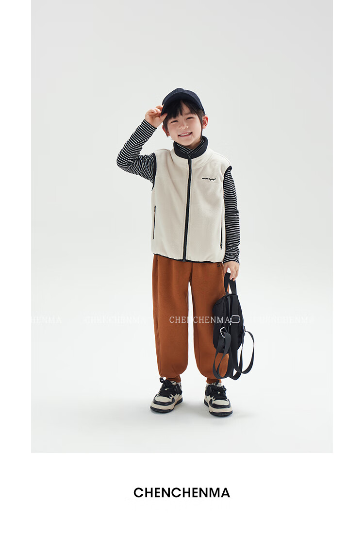 Chenchenma [Popcorn] Girls' Casual Pants, New Winter Style with Fleece Lining, Thickened All-In Warm Children's Joggers, 6837D 30