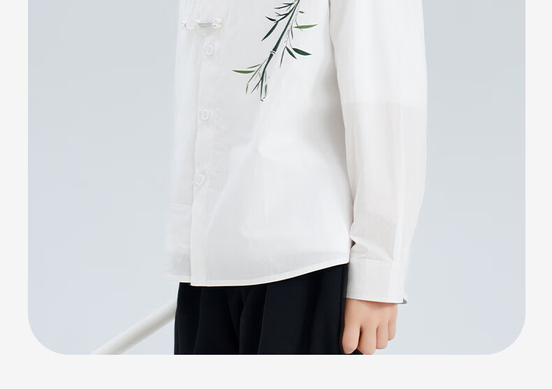 Luomeng Children's Chinese-Style Jacket, New Traditional Boys' Shirt, Versatile Spring And Autumn Bamboo Casual Shirt for Boys, White, Size 140 5
