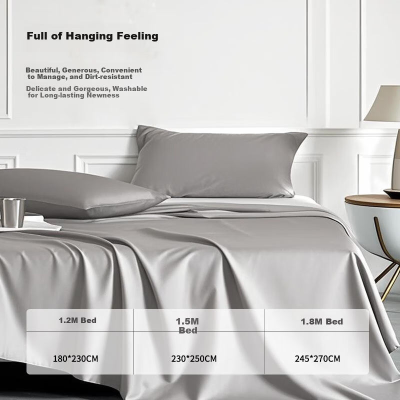 ZiiU Single Bed Sheet, 100% Xinjiang Pure Cotton Bed Cover, 245x270cm, Light Gray, Suitable for 1.8x2 Meter Bed