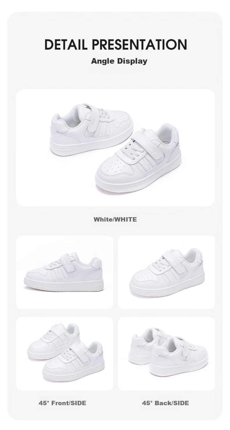 Follow Me Boys And Girls Sports White Sneakers Children's School Campus Shoes Spring And Autumn Fashion Breathable Performance Casual Shoes Xueyuanbai 32 9
