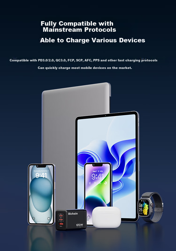 Hichain And Chang 65W GaN Charger, Type-C Multi-Port Fast Charging Head, Compatible with PD45W Charging Head, Suitable for Apple 18, Huawei, Xiaomi Phones, Tablets, Mac Laptops 16