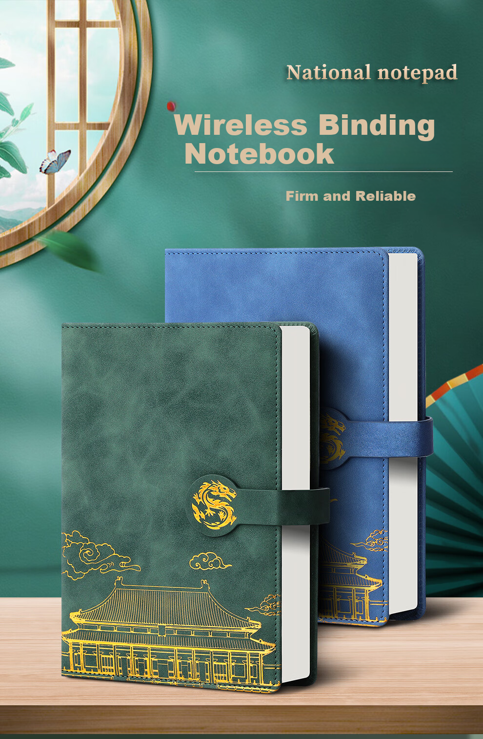 Jiaranheng Chinese Style Notebook, Aesthetic A5 Dragon-Shaped Clasp, Thickened Journal, High-End Exquisite Diary, Business Gift, Office Stationery, Customizable, Dark Gree 1