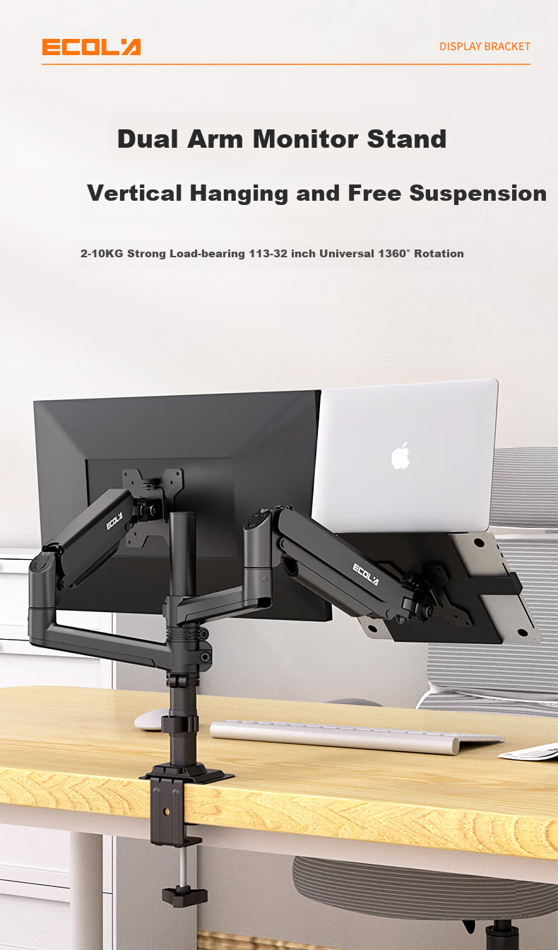 ECOLA NF941H Dual-Arm Heightened Column Computer Monitor Stand (Pricing Unit: Piece) Black 5