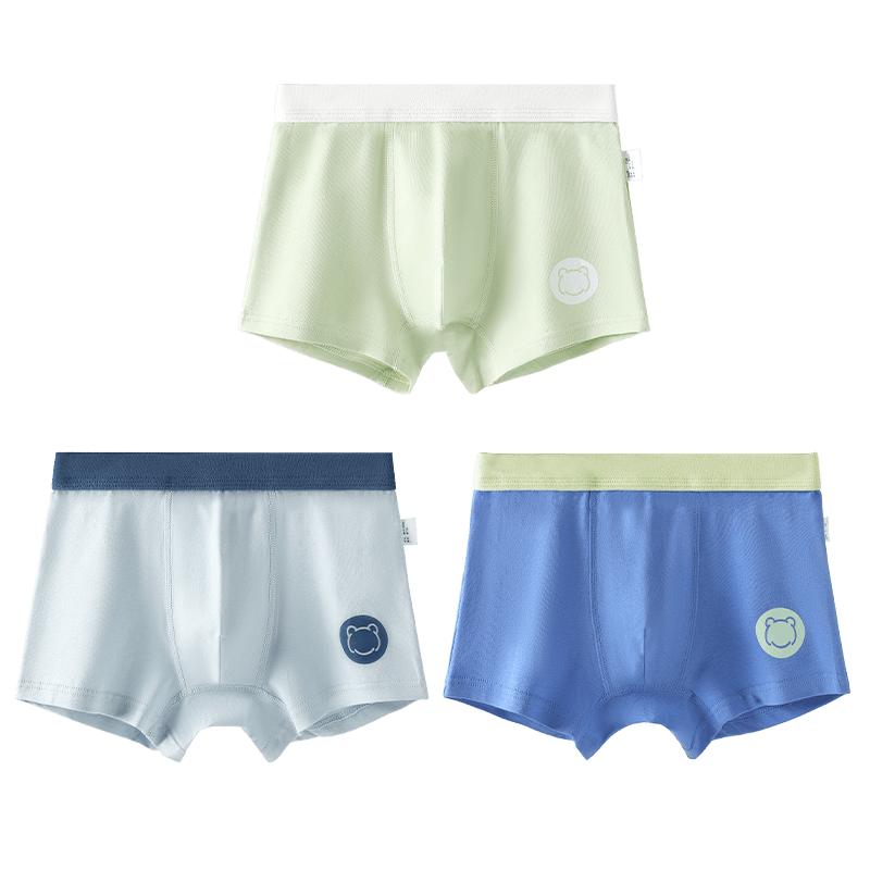 Langsha Boys' Cotton Underwear, Grade A Antibacterial, Class A Boxer Briefs, Solid Color Developmental Shorts for Older Childre