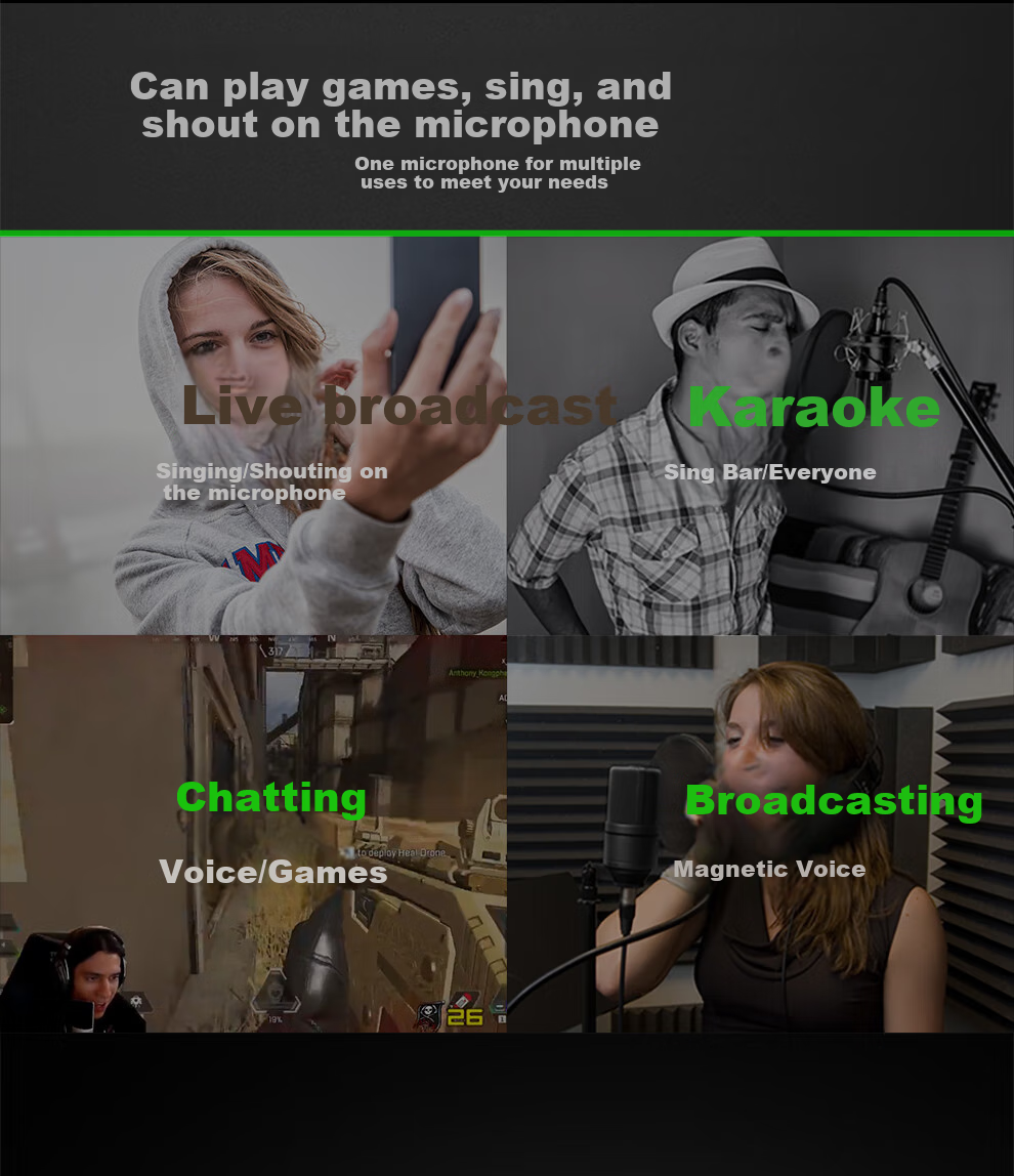 Depusheng E9 Sound Card Microphone Wired for Live Streaming, Computer Singing, Online Classes, Voice Recording, Audiobooks, Dubbing, PUBG Voice Chat, Gaming, Quanmin Karaoke, Live Streaming Hosts, Large Diaphragm, Noise Reduction Condenser Microphone 5