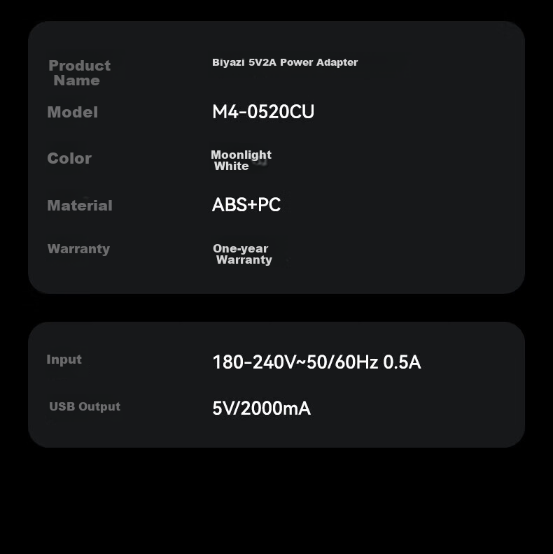 BIAZE 5V 2A/1A Charger USB Socket Head Compatible with Apple Huawei Honor Vivo Xiaomi OPPO Redmi Samsung Phones, Smartwatches, Bracelets, Bluetooth Headphones Power Adapter 9