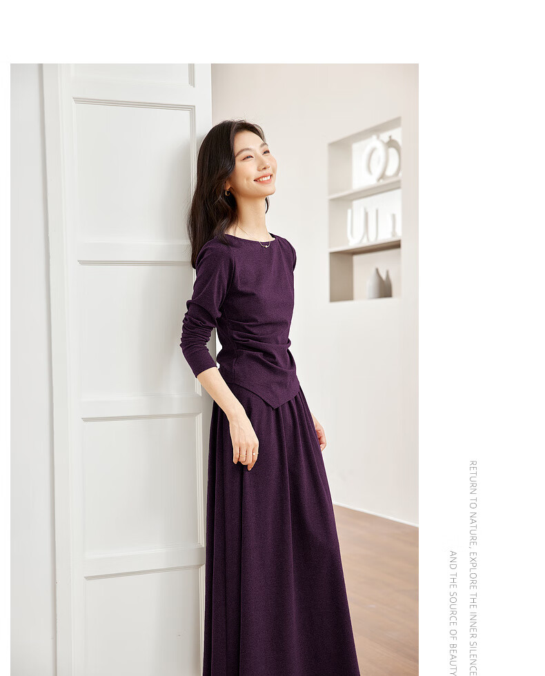 Fansiman Korean Style Premium Commuter Suit Dress for Women Autumn New Top and Skirt Set Deep Floral Gray L 16