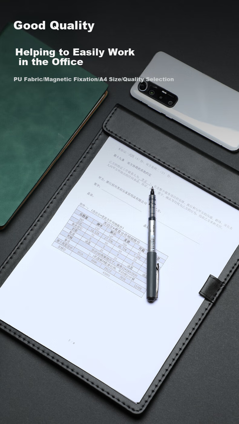 TRNFA TRNFN TN-PU08 Folder Writing Pad Office Supplies A4 Meeting Clipboard Magnetic Sticky Notes Leather Business Clipboard Magnetic Board Black 8