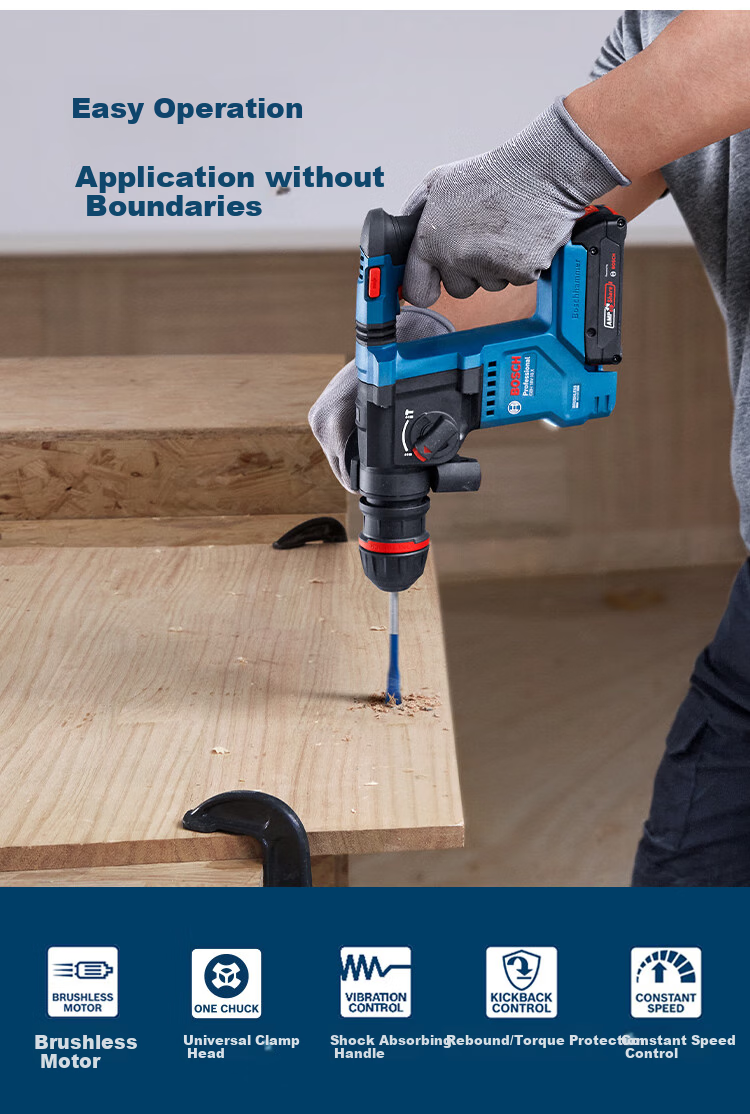 BOSCH Rotary Hammer Drill Brushless 18V Lithium Battery with Accessories Kit GBH-18V Dual Battery Universal Chuck Versio 3
