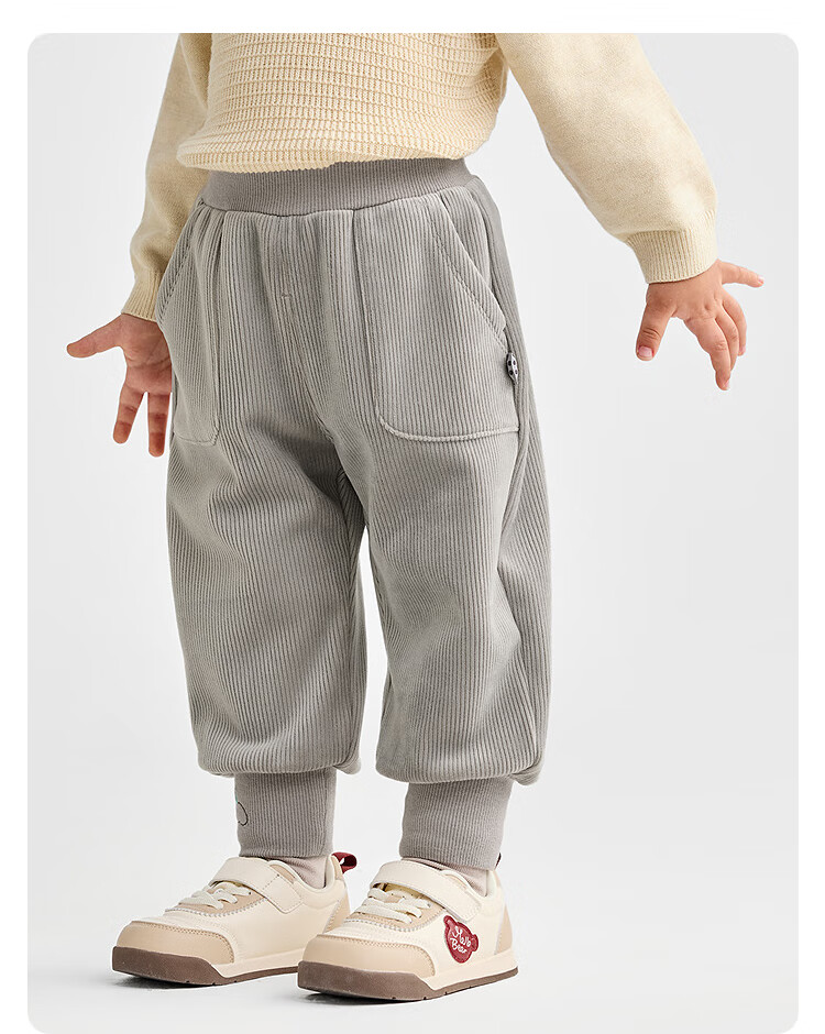BALABALA [Same As in Mall] Baby Long Pants, Fleece-Lined Thickened Joggers, Winter Girls' Trousers 23