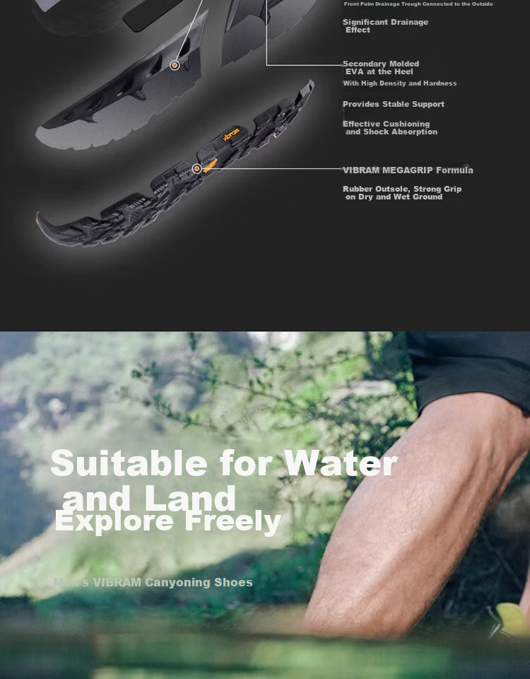 TOREAD Water Shoes for Stream Trekking, Outdoor Hiking, Non-Slip Breathable Beach Sandals, Beige And Black Men's Size 42 3