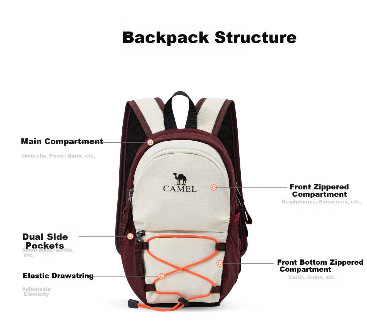 CAMEL Commuter Casual Backpack, Travel Lightweight Bag, Laptop Bag, Hiking Backpack 575B741036, Twilight Purple 21