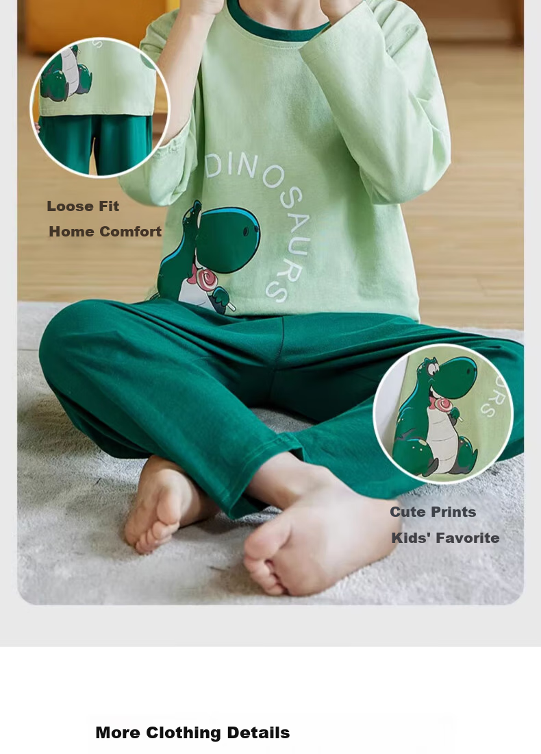 Langsha Boys' Pajamas Spring Autumn 2026 New A-Class Pure Cotton Children's Homewear Set Big Kids Autumn Tops and Bottoms 7