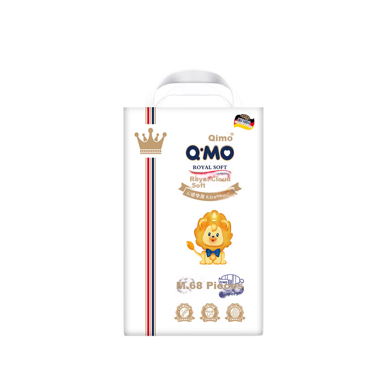 Подгузники Q-MO Royal Cloud-Soft, размер M (6-11 кг), 68 шт. Ультратонкие, дышащие, одноразовые
