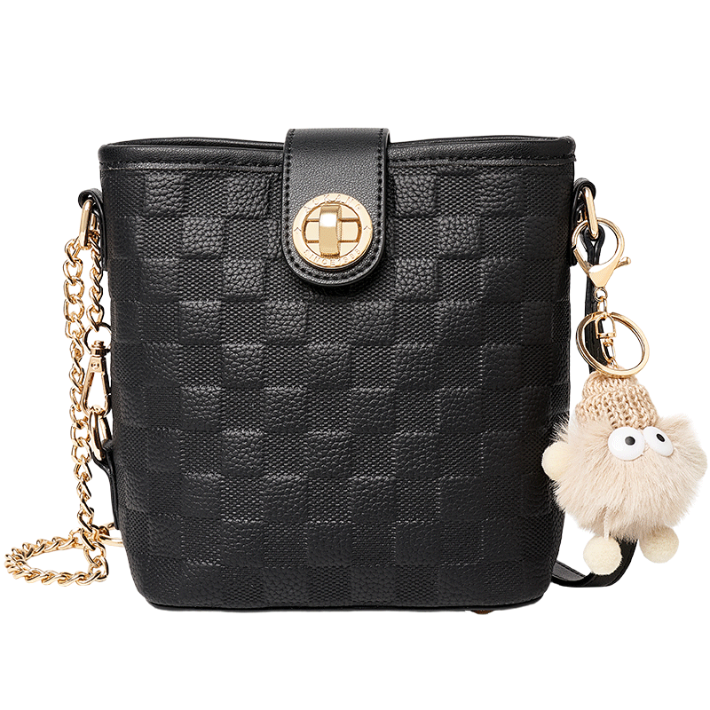 Aokang Women's Handbag, Cowhide, Trendy Diamond Pattern Bucket Bag, Light Luxury Crossbody Shoulder Bag, Birthday Mother's Day Gift for Mom Or Wife