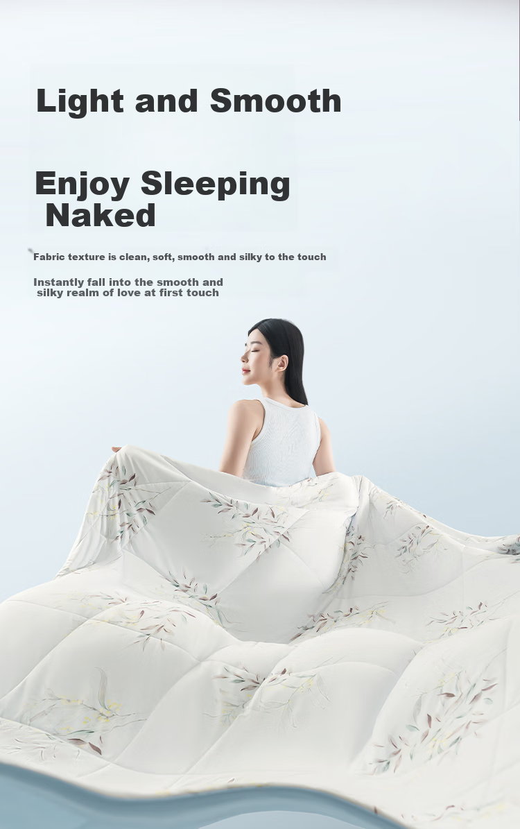 JD Original Ice Silk Summer Quilt, Class A Cooling Air Conditioning Comforter, Skin-Friendly Soft Smooth Machine Washable, 200*230cm, Qingfeng Yeying 4