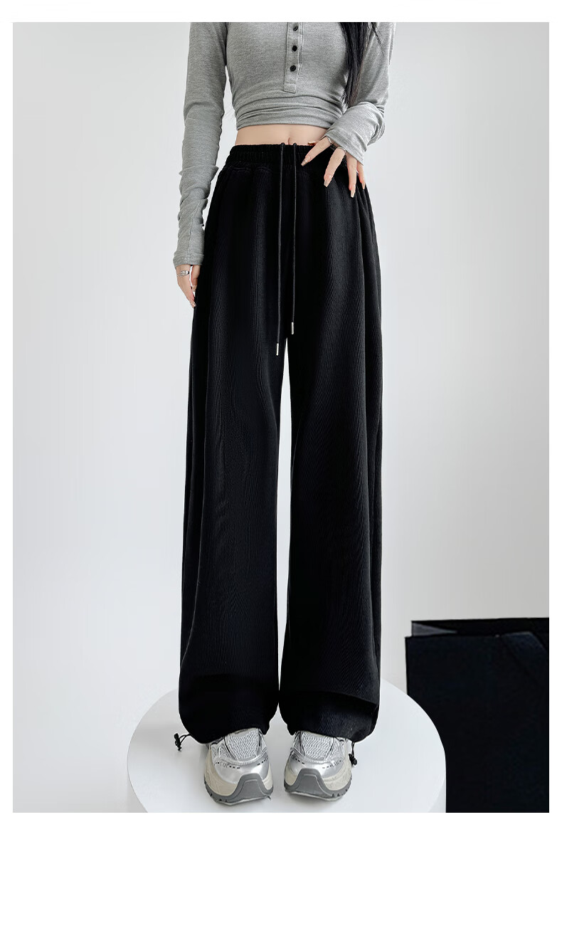 FitonTon Women's Casual Sports Pants 2026 Spring Autumn New High Waist Draped Straight Slim Versatile Sweatpants Wide Leg Trousers 17