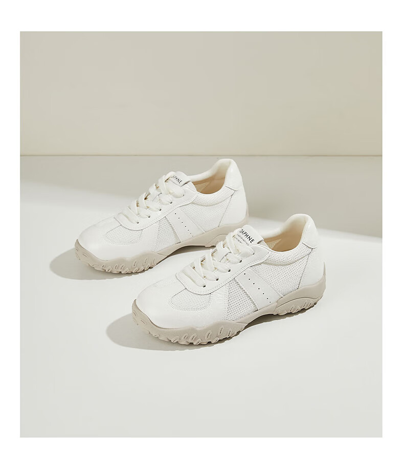 DAPHNE Women's Sports Casual Shoes, Lightweight Breathable, Height-Increasing Low-Top Lace-Up Training Shoes, Comfortable Travel Shoes, Beige, Size 36 21