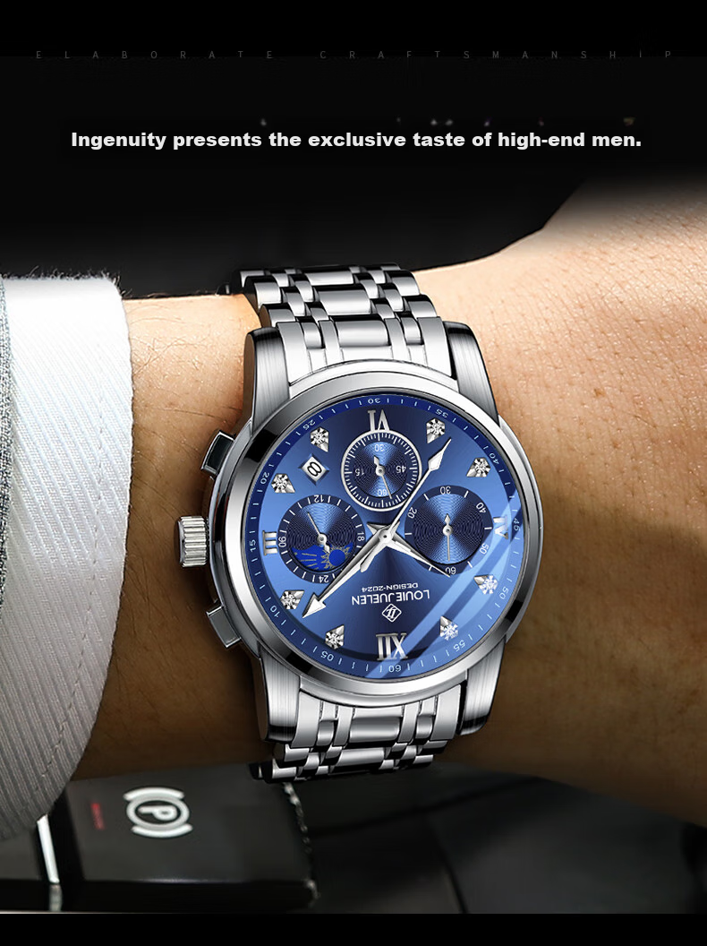 LOUIE JUELEN Swiss Genuine Men's Watch, Fully Automatic Business Student Mechanical Quartz Watch, High-End Gift for Boyfriend 10
