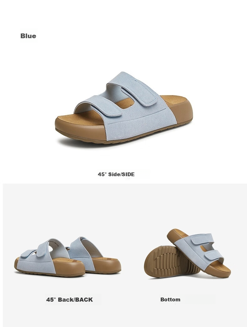 TATA Retro Birkenstock-Style Shoes, Women's New Autumn Thick-Soled Beach Sandals, Outdoor Slippers, Unisex Sandals, Blue, Size 35 8