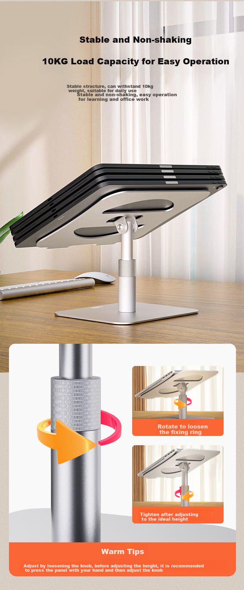 ECOLA 360° Rotating Laptop Stand, Computer Stand for Sitting And Standing, Desktop Adjustable Height Riser, Compatible with Lenovo Legion, Apple Mac, Huawei Laptops, NA920Y 4