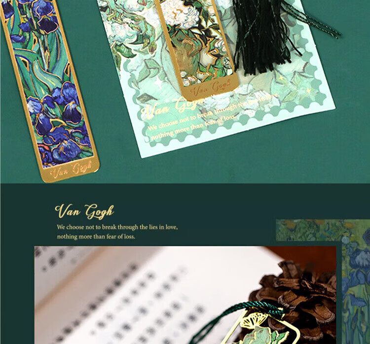 TaTanice Metal Bookmark, Graduation Season Gift, Chinese Style Creative Floral Notepad, High-Quality Hollow Bookmark, Birthday Gift, Back-To Graduation - Water-Rich Prosperity 5