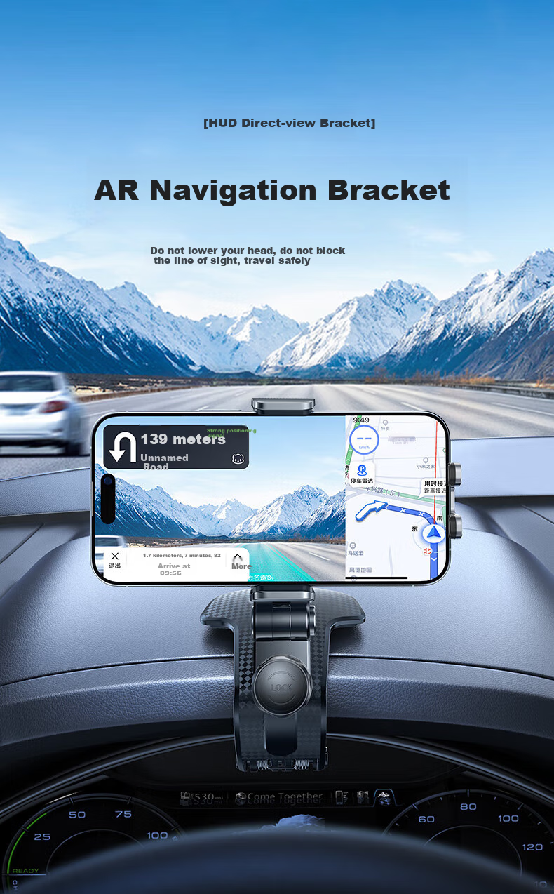 Lisen Car Phone Holder, Multifunctional Clip-On Car Phone Mount, Suitable for HUD, Center Console, And Dashboard 3