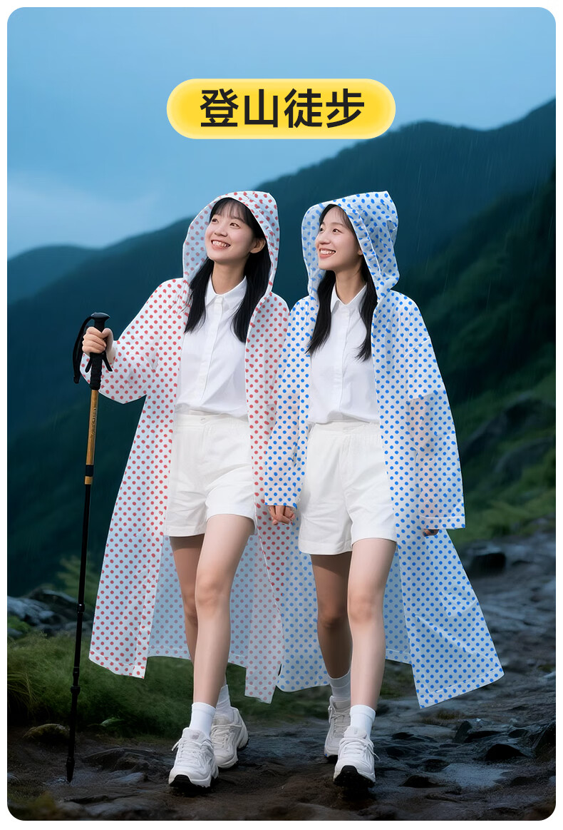 AIKANGNI Disposable Raincoat, Thickened, Portable, Heavy Rain Protection, Long Style for Electric Bikes, Adult Raincoat, High Aesthetic Value, Polka Dot Blue 3