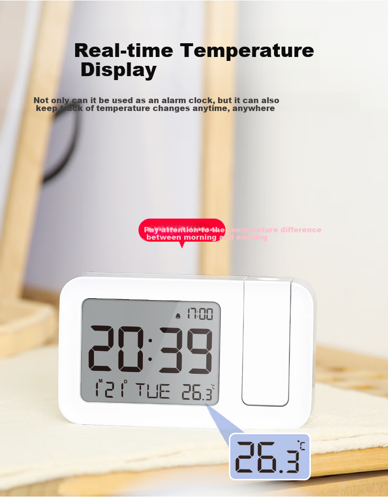 Hense Creative Projection Alarm Clock Bedside Electronic Clock Student-Specific Wake-Up Device Alarm Table Desktop Small Clock HA5235 10