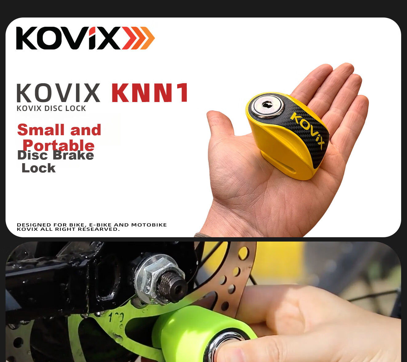 KOVIX KNN1 Disc Brake Lock for Electric Bikes And Scooters, Anti-Theft Lock for Mountain Bikes, Portable Brake Disc Lock for Motorcycles 1
