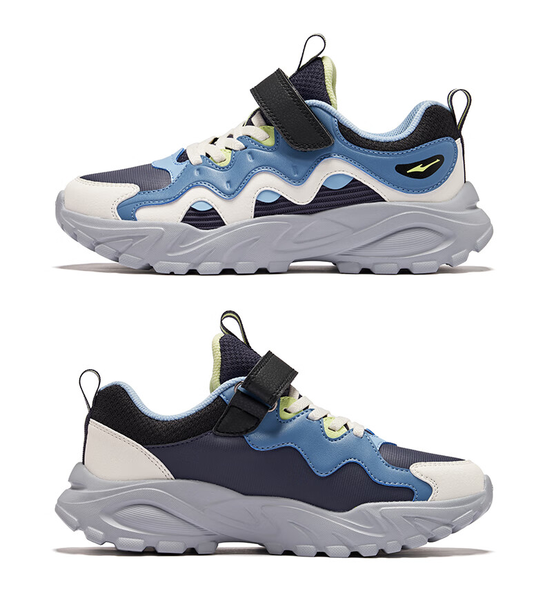 ERKE Children's Shoes Boys' Sports Shoes for Older Kids Velcro Casual Shoes Universe Blue/Micro-Crystal White/Force Blue Size 35 31